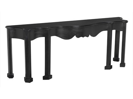 Noir Estate Demilune Wood Hand Rubbed Black Console Table