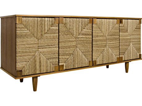 Noir 76" Teak Wood Rush Seagrass Sideboard