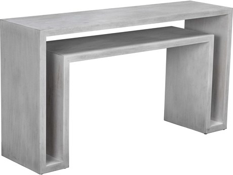 Noir Rectangular Wood White Wash Console Table