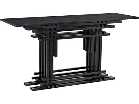Noir Loyd Rectangular Wood Hand Rubbed Black Console Table