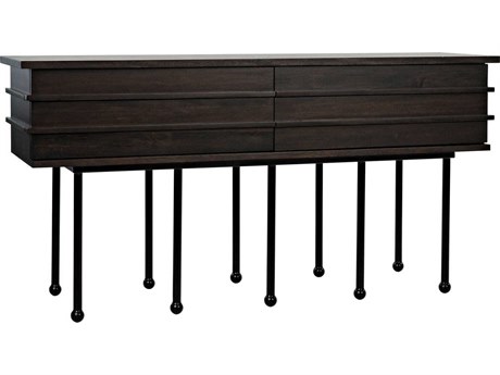Noir Rectangular Wood Ebony Walnut Console Table