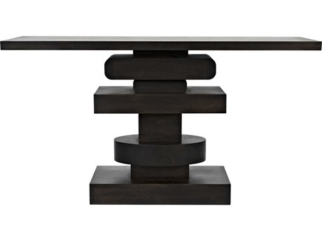 Noir Rectangular Wood Ebony Walnut Console Table