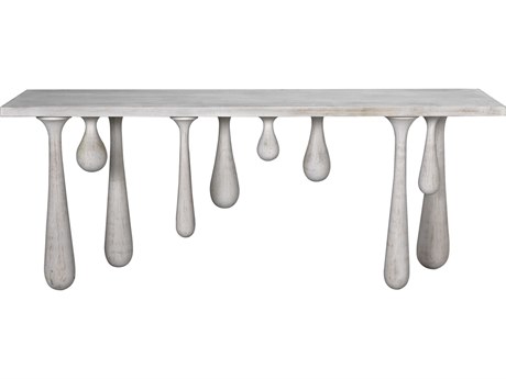 Noir Drop Rectangular Wood White Wash Console Table