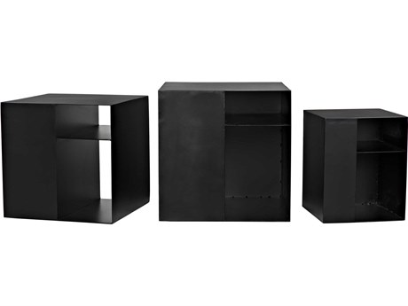 Noir Rectangular Metal Matte Black End Table