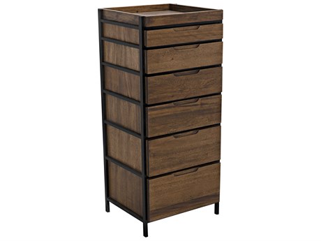 Noir 6-Drawers Dark Walnut Black Wood Accent Chest