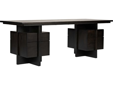 Noir Ebony Walnut Brown Wood Secretary Desk Writing