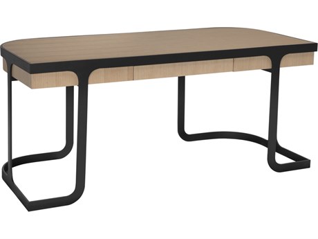 Noir Hamilton Natural Matte Black Oak Wood Writing Desk