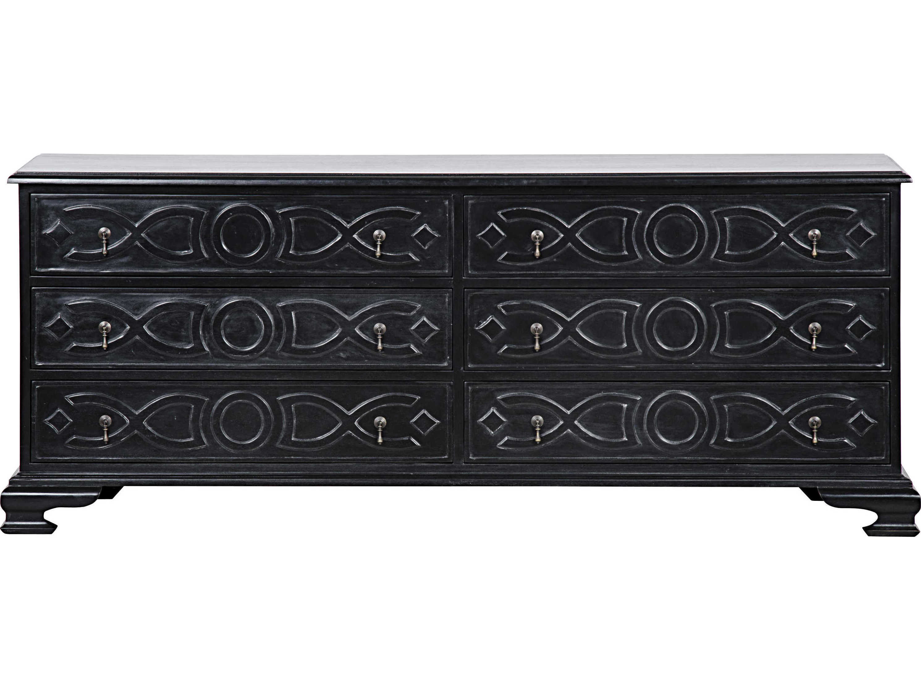 Noir Furniture Sofie Hand Rubbed Black Six Drawer Double Dresser