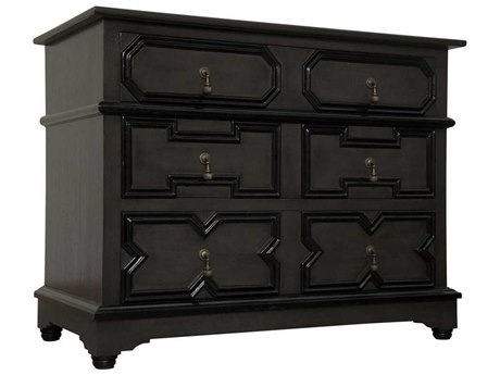 Noir Bedroom Storage Watson 3-Drawers Black Mahogany Wood Dresser