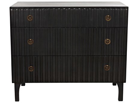 Noir Bedroom Storage Daryl 3-Drawers Black Mahogany Wood Dresser