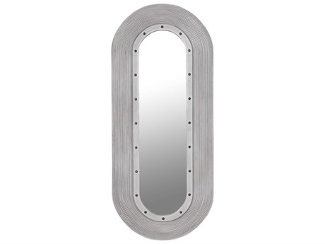 Noir White Washed Luna Oval Wall Mirror