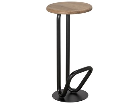 Noir Hook Matte Black Walnut Wood Bar Stool