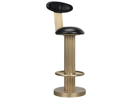 Noir Leather Antique Brass Counter Stool
