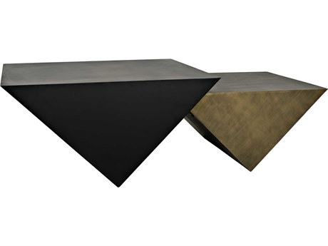 Noir Rectangular Black Metal Aged Brass Coffee Table