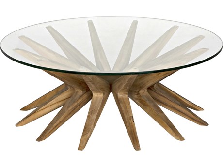Noir Round Glass Clear Coat Flat Coffee Table