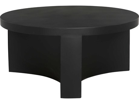 Noir Round Metal Matte Black Coffee Table