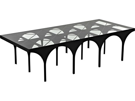 Noir Akashi Rectangular Glass Matte Black Coffee Table