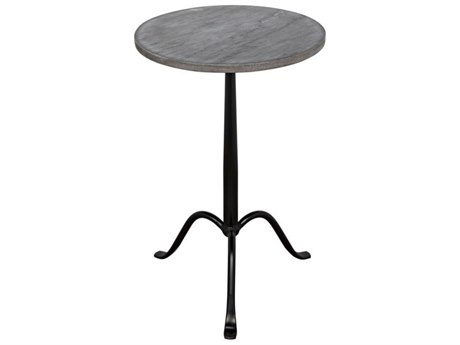 Noir Round Marble Matte Black End Table