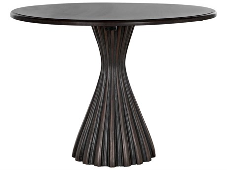 Noir Round Wood Pale With Light Brown Trim Dining Table