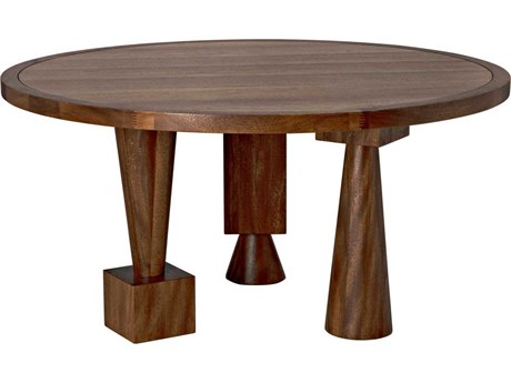 Noir Round Wood Dark Walnut Dining Table