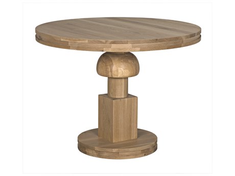 Noir Baron Round Wood Clear Flat Dining Table