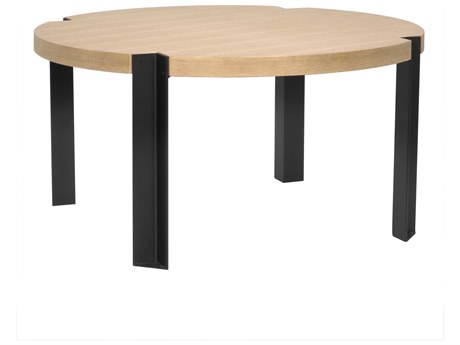 Noir Corso Round Wood Natural Dining Table
