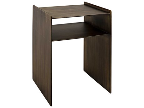 Noir Square Metal Aged Brass End Table