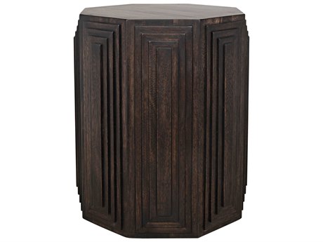 Noir Round Wood Ebony Walnut End Table