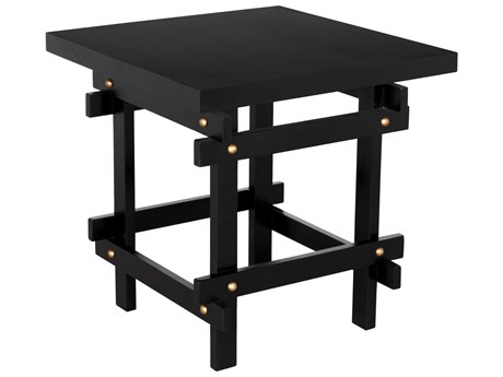 Noir Yokosuka Square Wood Hand Rubbed Black End Table