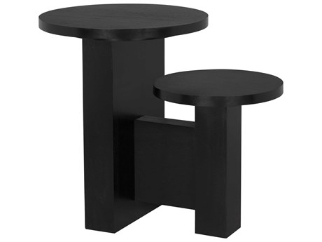 Noir Mikasa Round Wood Hand Rubbed Black End Table