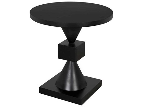 Noir Round Metal Matte Black Theo End Table