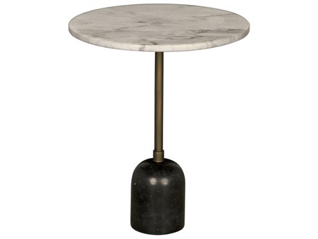 Noir Shantu Round Marble Aged Brass End Table