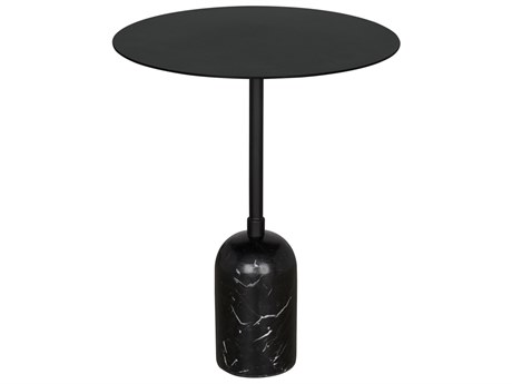 Noir Shantu Round Metal Matte Black End Table