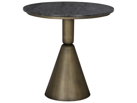 Noir Nagoya Round Marble Aged Brass Black End Table