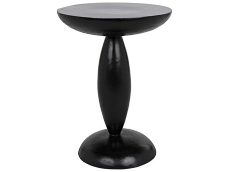 Noir Round Wood Hand Rubbed Black End Table