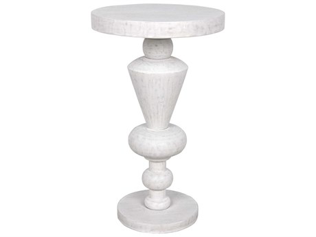 Noir Round Wood White Wash End Table