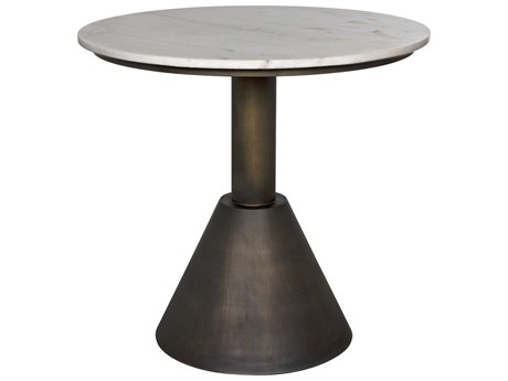 Noir Joseph Round Marble Aged Brass End Table