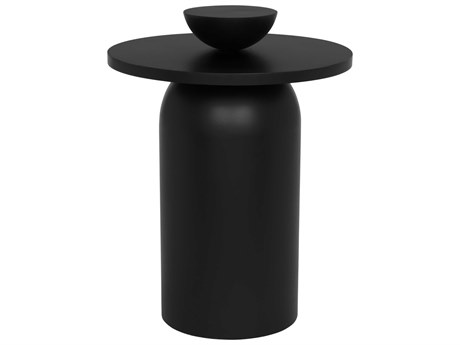 Noir Arabella Round Metal Matte Black End Table
