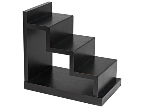 Noir Alistair Rectangular Wood Hand Rubbed Black End Table