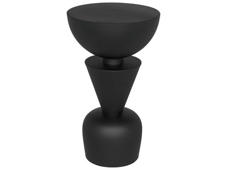 Noir Nagozi Round Metal Matte Black End Table
