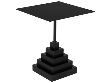 Noir Nova Square Steel Matte Black End Table