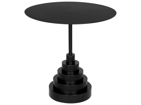 Noir Nova Round Steel Matte Black End Table