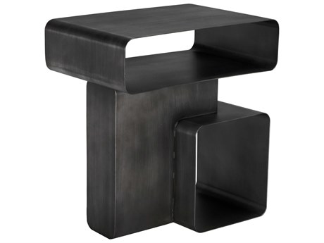 Noir Danville Rectangular Steel Gun Metal End Table