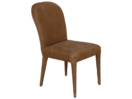 Noir Georgia Brown Leather Armless Dining Chair