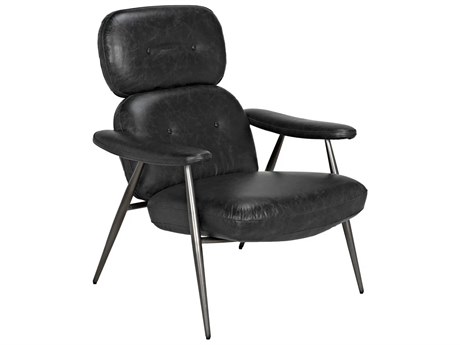 Noir Randers Black Leather Accent Chair