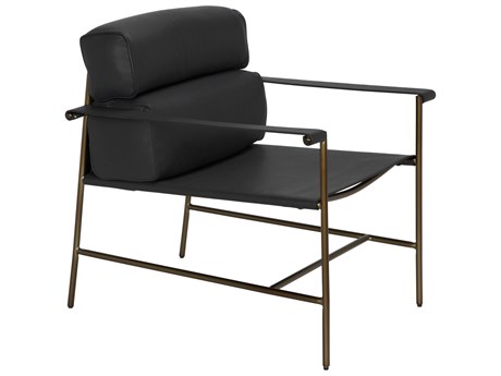 Noir Chet Black Leather Accent Chair
