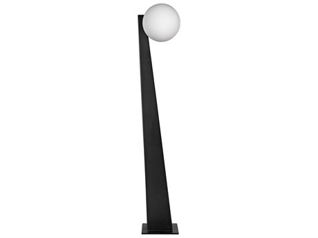Noir Black Metal White Glass Floor Lamp