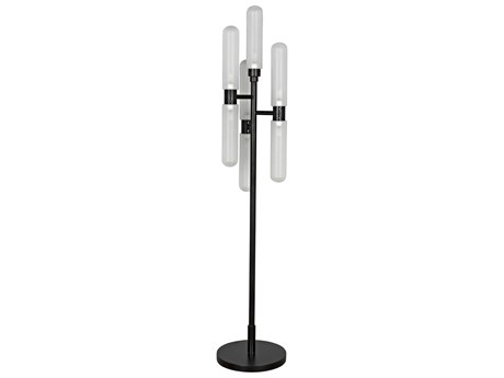 Noir Matte Black White Glass Floor Lamp