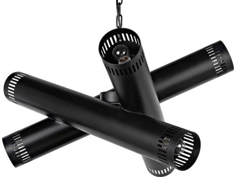 Noir Javelin 6-Light Matte Black Cylinder Pendant