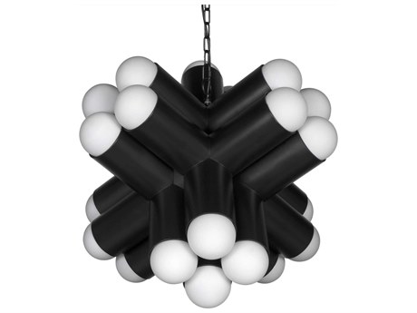 Noir Massimo 24-Light Matte Black Globe Chandelier